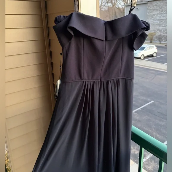 🆕 Adrianna Papell Midnight Crepe Chiffon Gown Elegant Formal Maxi Dress Size 8 - Picture 7 of 16